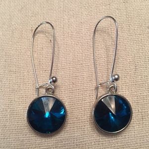 Blue Crystal Drop Earrings